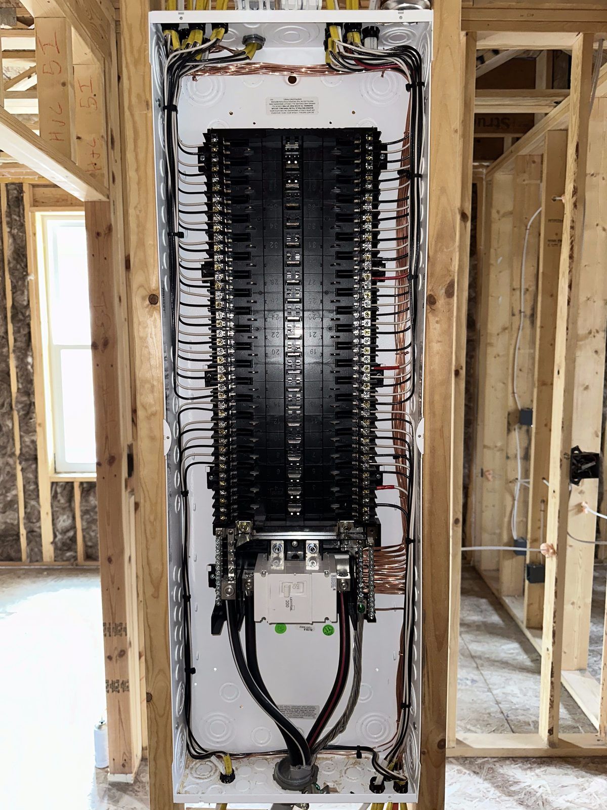 New breaker panel wired during new home construction